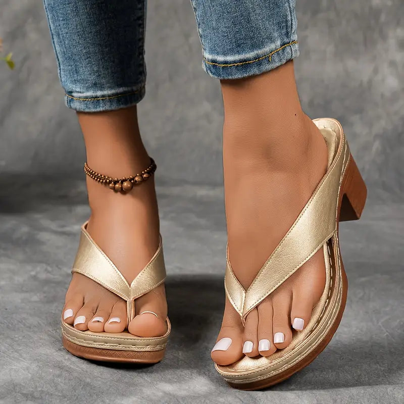 đ„Best Seller-Last Day Sale 60% OFFđ„Women'S Solid Color Summer Chunky Heel Sandals ( Buy 2 Free Shipping )