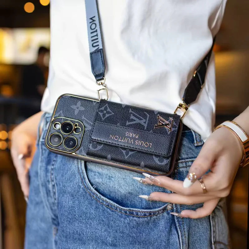💕Luxury Stylish iPhone Case with Card Holder & Strap