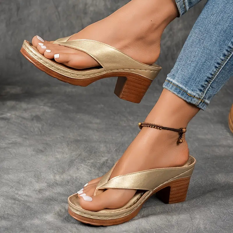 đ„Best Seller-Last Day Sale 60% OFFđ„Women'S Solid Color Summer Chunky Heel Sandals ( Buy 2 Free Shipping )