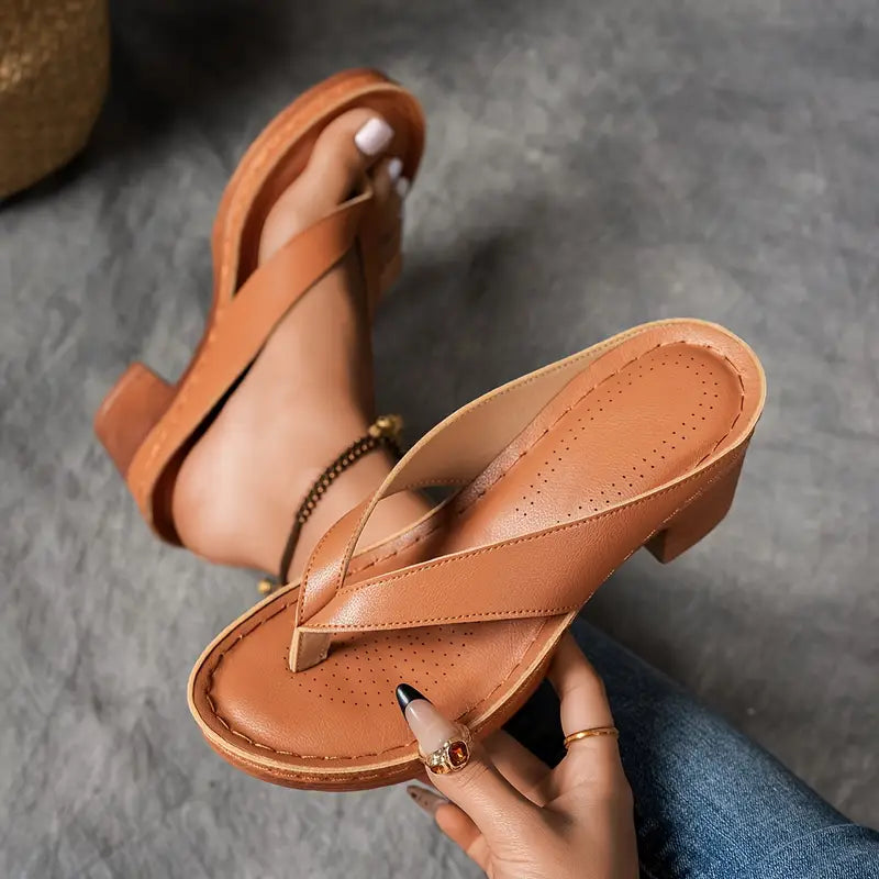 đ„Best Seller-Last Day Sale 60% OFFđ„Women'S Solid Color Summer Chunky Heel Sandals ( Buy 2 Free Shipping )
