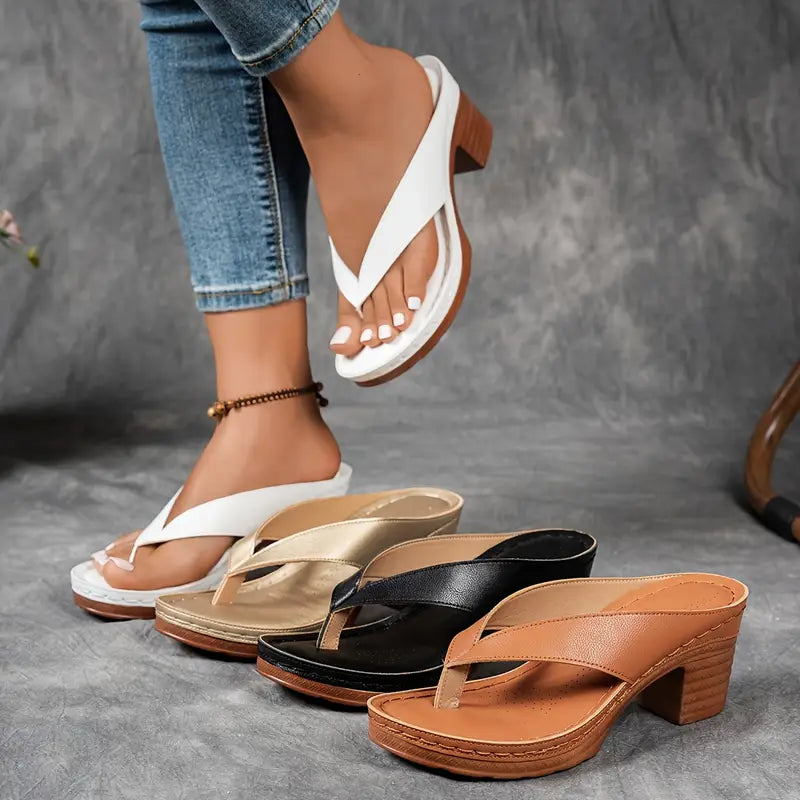 đ„Best Seller-Last Day Sale 60% OFFđ„Women'S Solid Color Summer Chunky Heel Sandals ( Buy 2 Free Shipping )