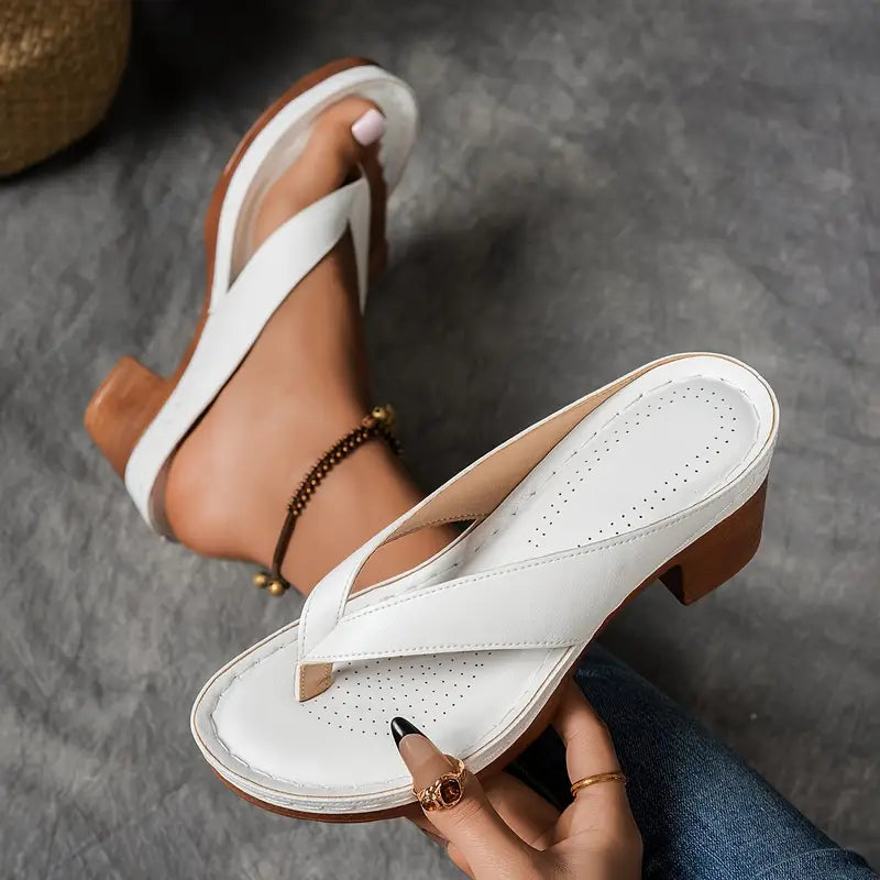 đ„Best Seller-Last Day Sale 60% OFFđ„Women'S Solid Color Summer Chunky Heel Sandals ( Buy 2 Free Shipping )