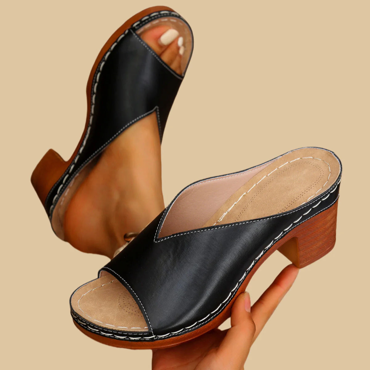 NEW ARRIVAL 70% OFF - Orthopedic Chunky High Heel Sandals