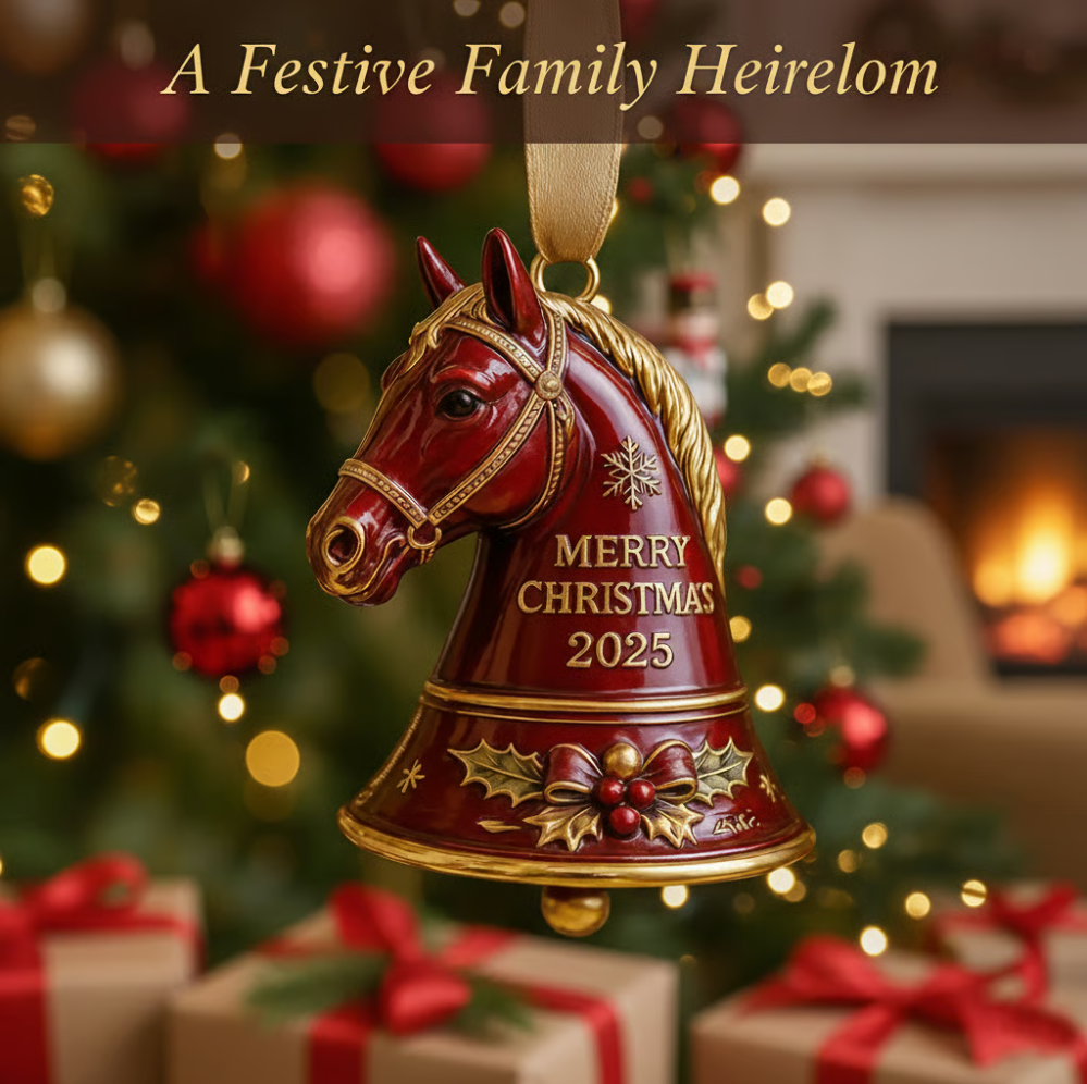 🐎 Handmade Horse Bell Ornament – Merry Christmas 2025🎄