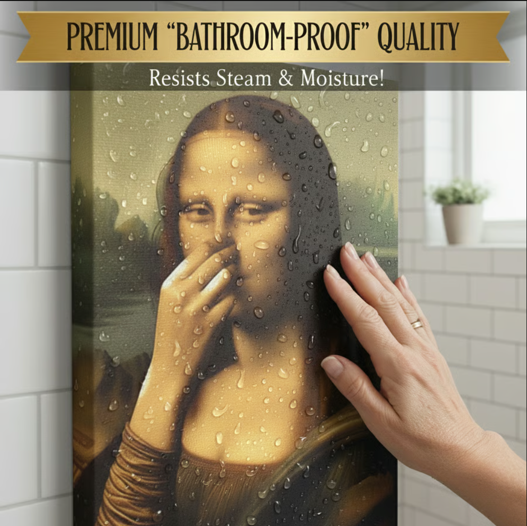 Holding Nose Bathroom Canvas Art(Excluding Frame)