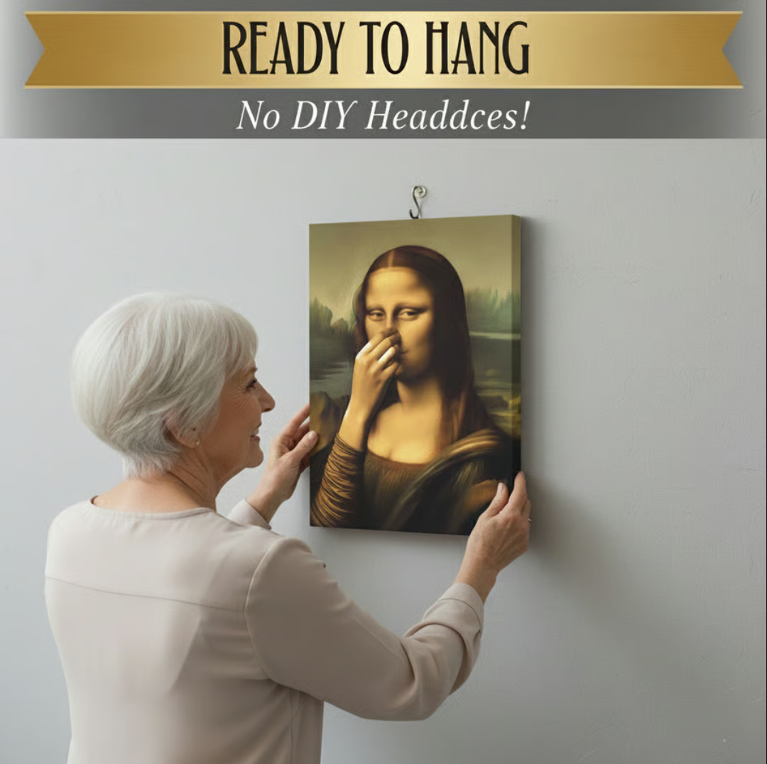 Holding Nose Bathroom Canvas Art(Excluding Frame)