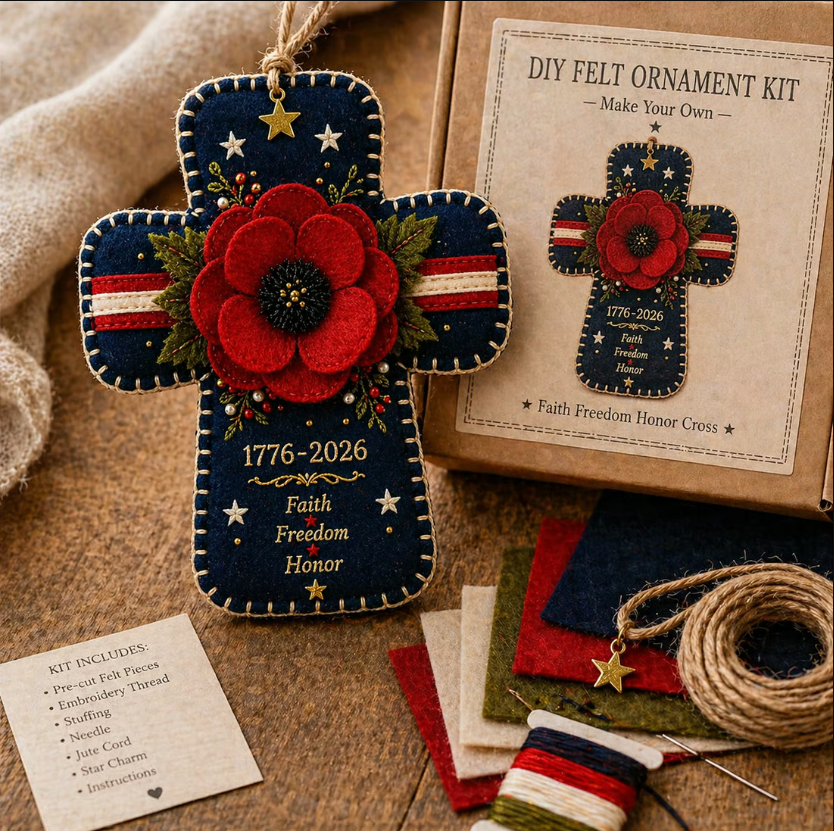 šDIY Patriotic Poppy Cross Ornament Kit