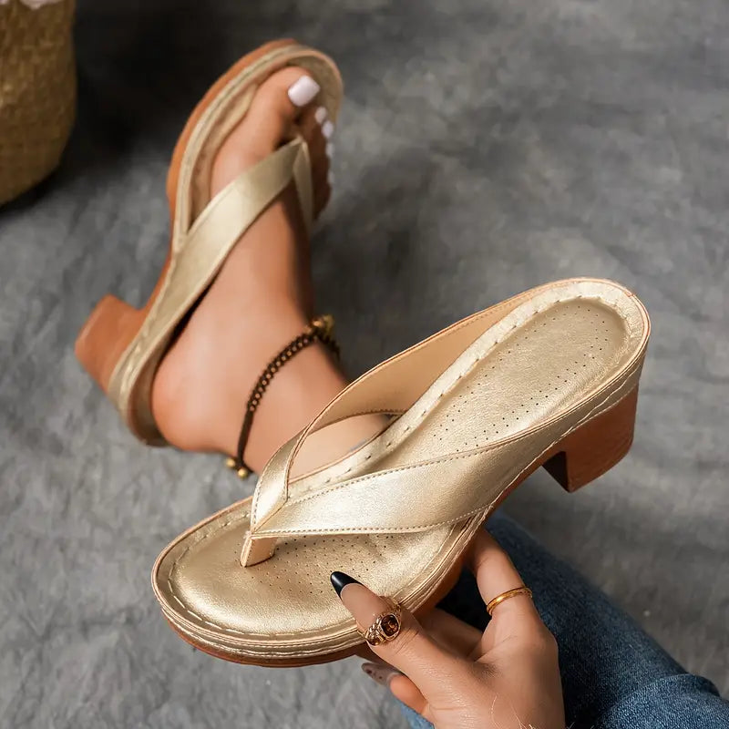 đ„Best Seller-Last Day Sale 60% OFFđ„Women'S Solid Color Summer Chunky Heel Sandals ( Buy 2 Free Shipping )