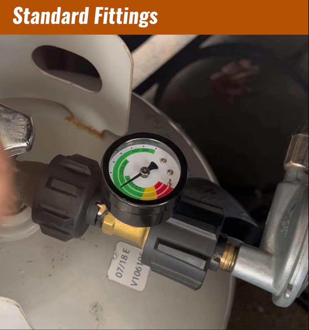 Universal Propane Tank Gauge for 5-40 Pound LP Tanks | Gas Level Indicator for Grill, Heater, RV Camper, QCC1 Connection