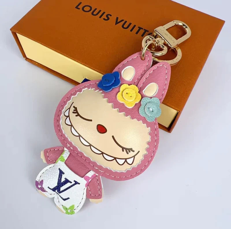 Patchwork Labubo Luxury Leather Keychain