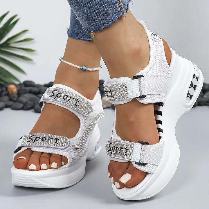 🔥Last promotion - 50% off - Fashionable women's orthopedic platform sandals with crystals