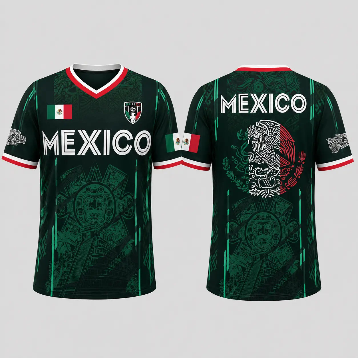 2026 Mexico Chichén Itzá Pyramid All-Over Print Retro Soccer Jersey