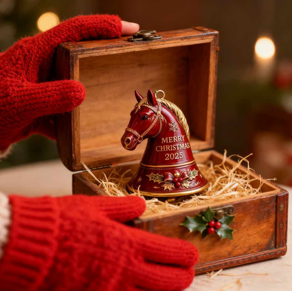 🐎 Handmade Horse Bell Ornament – Merry Christmas 2025🎄