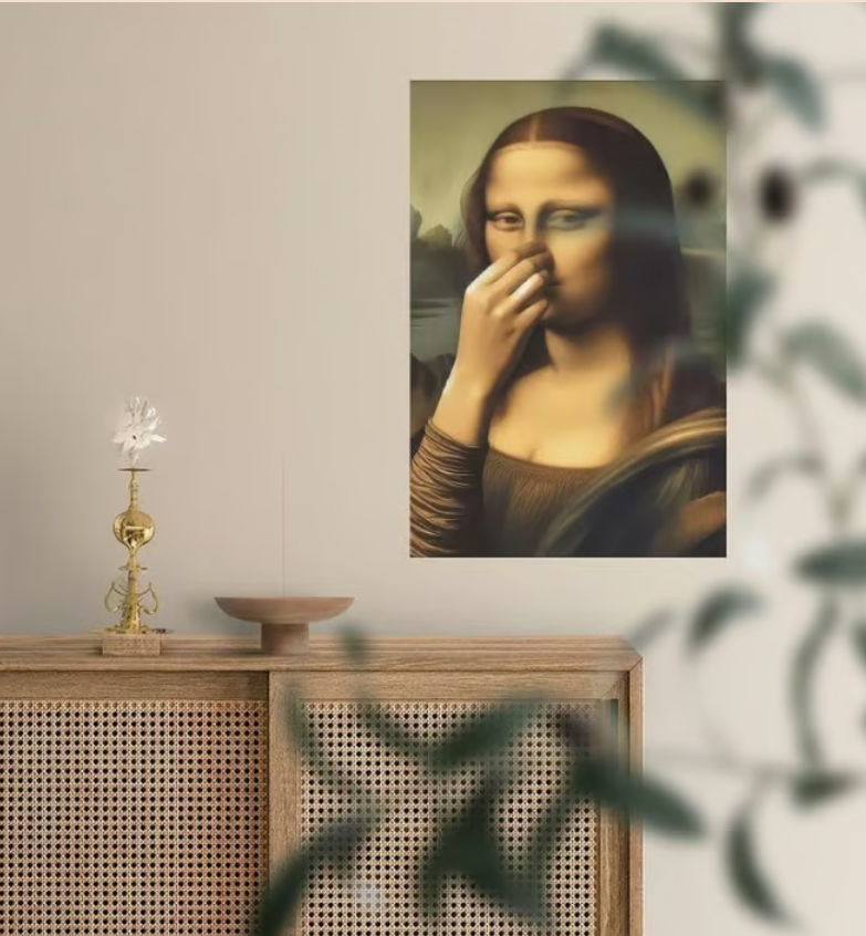 Holding Nose Bathroom Canvas Art（Excluding Frame)