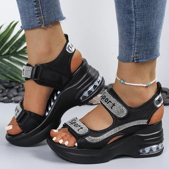 🔥Last promotion - 50% off - Fashionable women's orthopedic platform sandals with crystals