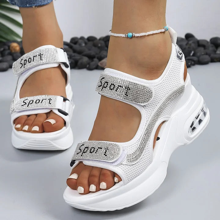 🔥Last promotion - 50% off - Fashionable women's orthopedic platform sandals with crystals