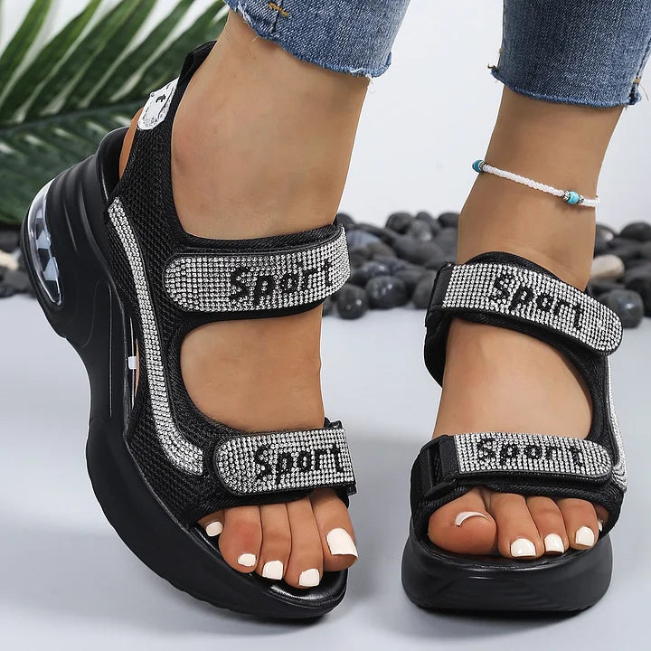 🔥Last promotion - 50% off - Fashionable women's orthopedic platform sandals with crystals