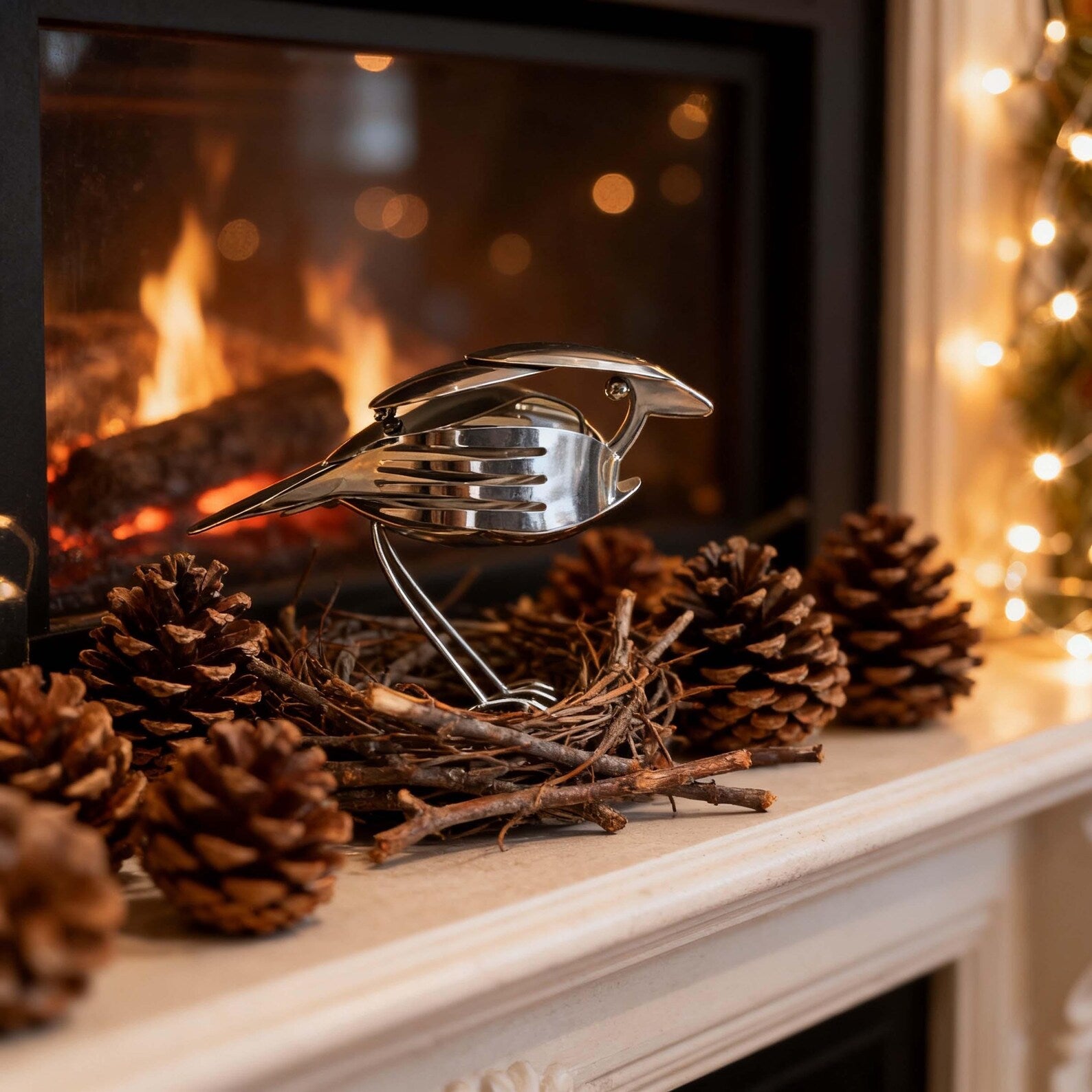 Handmade Robin Art from Repurposed Cutlery, Unique Garden Decor Perfect Gift for Bird Lovers Eco Enthusiasts
