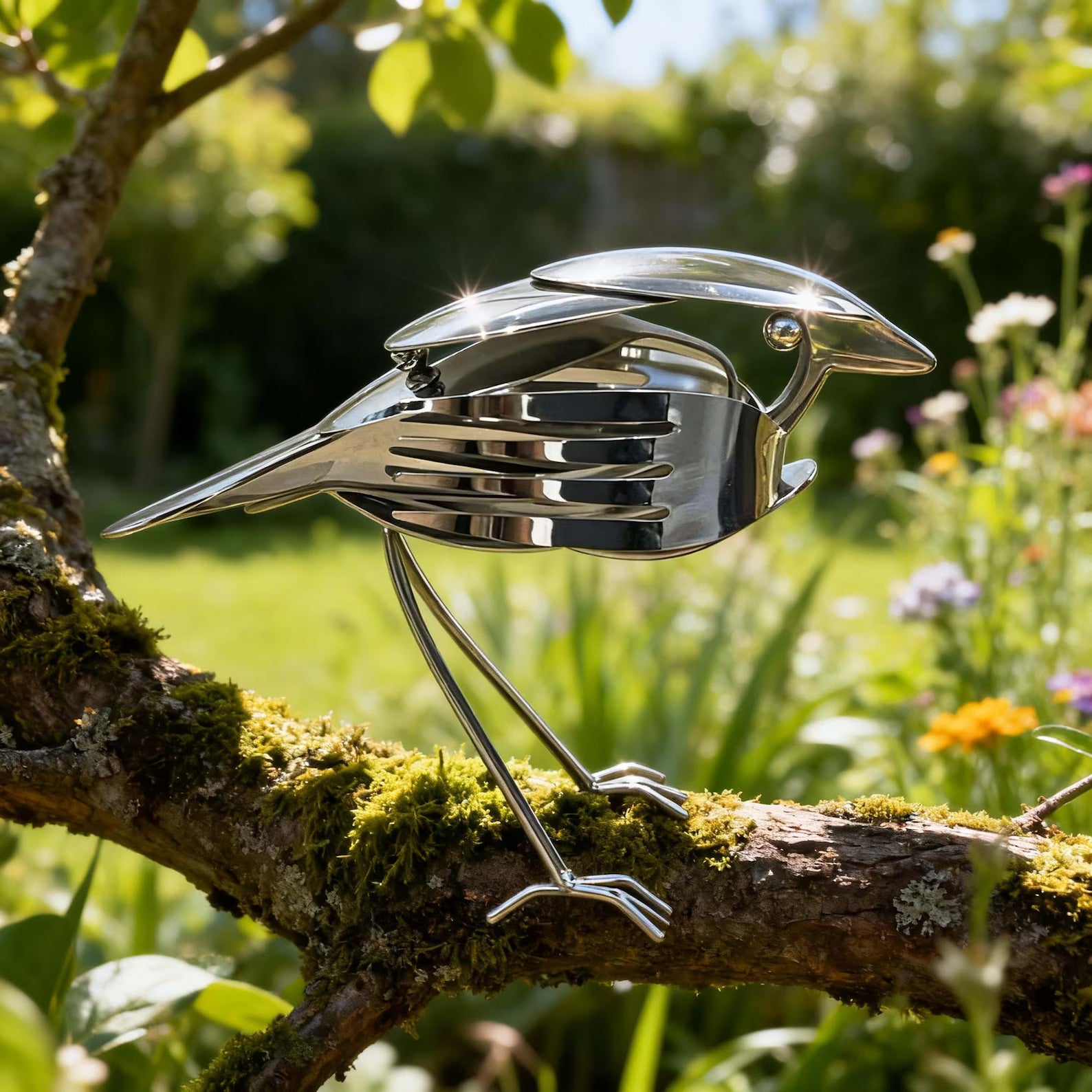 Handmade Robin Art from Repurposed Cutlery, Unique Garden Decor Perfect Gift for Bird Lovers Eco Enthusiasts