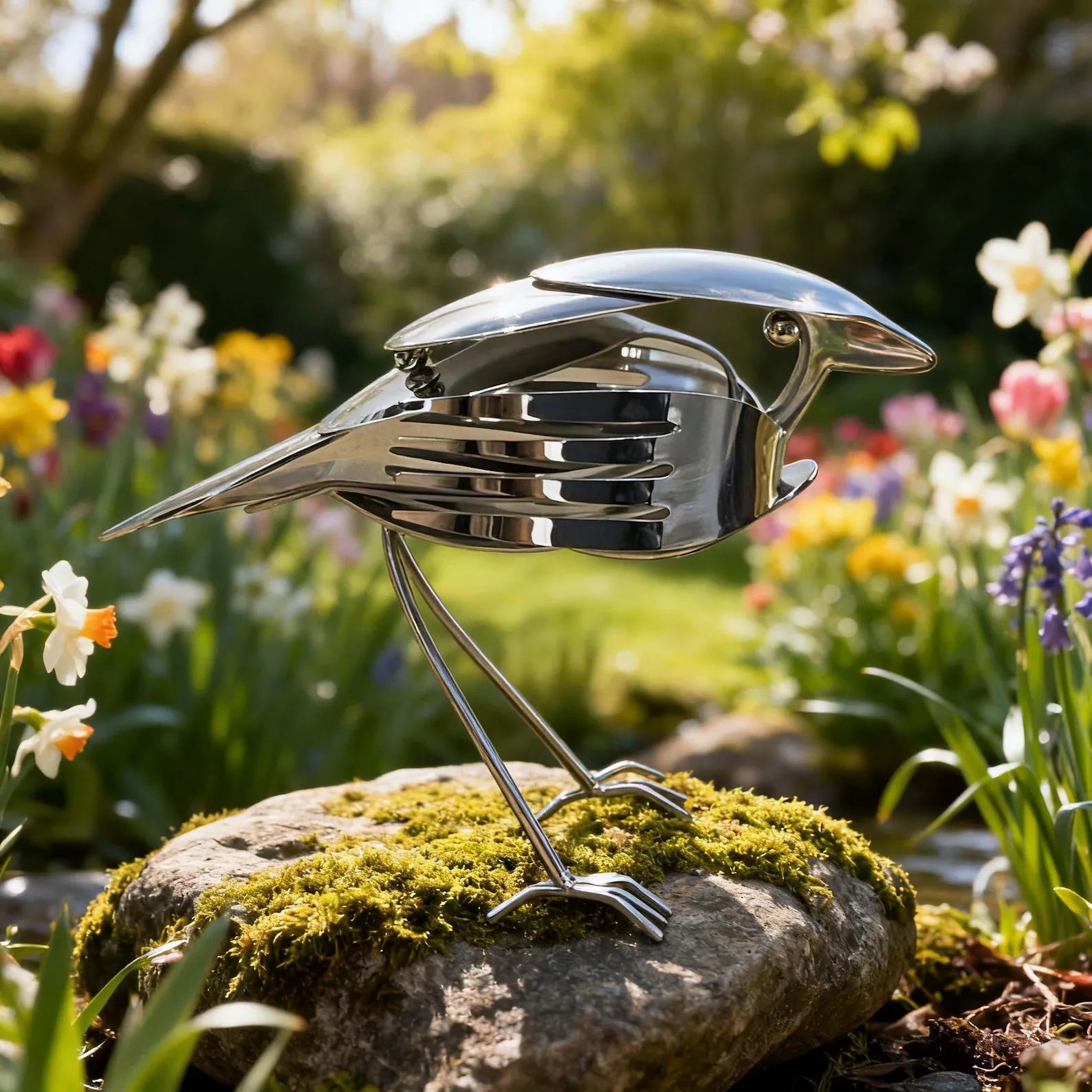 Handmade Robin Art from Repurposed Cutlery, Unique Garden Decor Perfect Gift for Bird Lovers Eco Enthusiasts